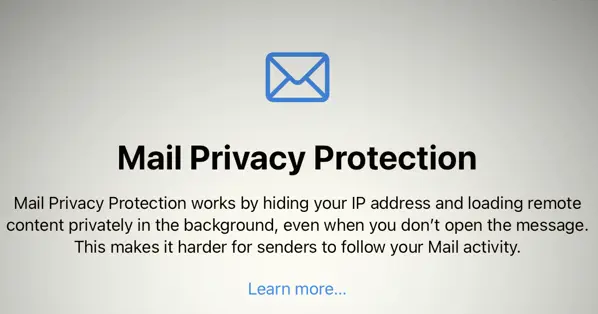 Screenshot des Apple Mail Privacy Protection Auswahlmenüs aus der macOS Monterey Beta Version  